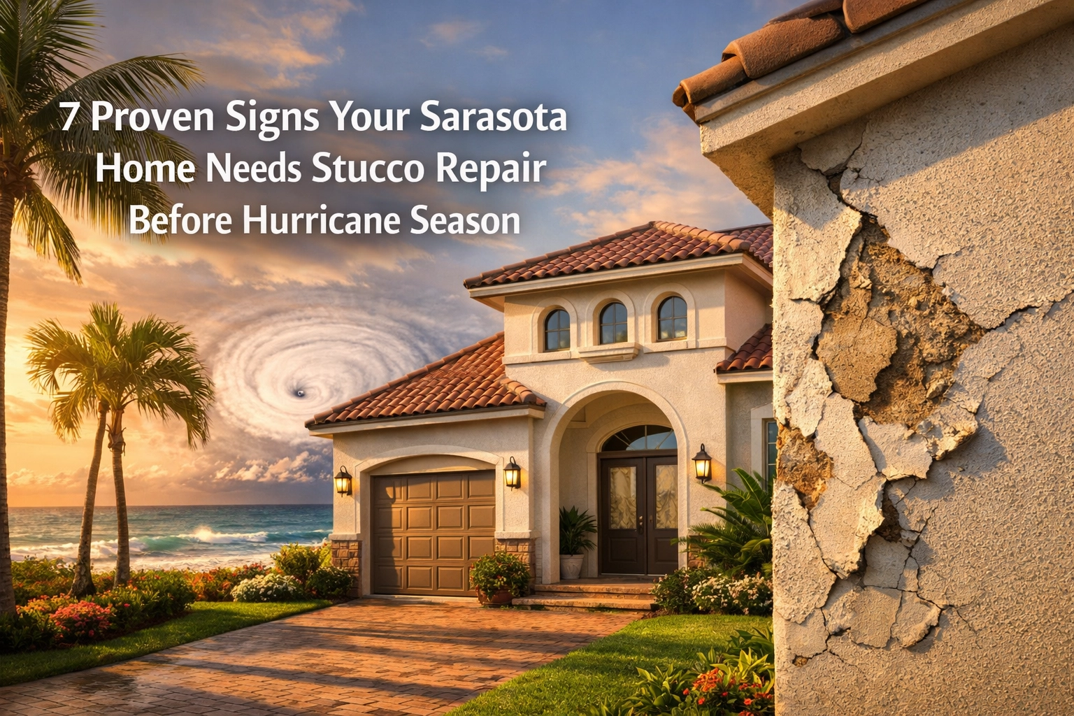 You are currently viewing 7 Proven Signs Your Sarasota Home Needs Stucco Repair Before Hurricane Season